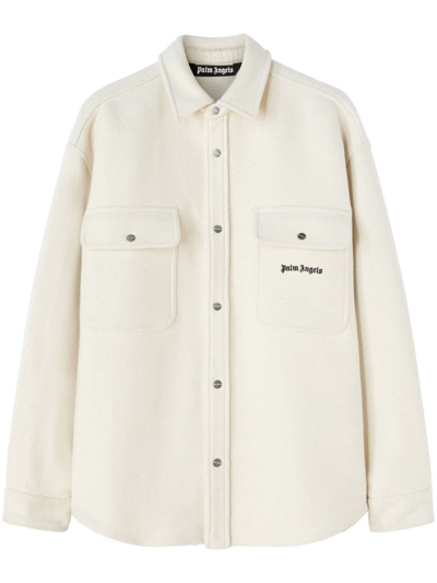 PALM ANGELS LOGO-EMBROIDERED TWILL SHIRT JACKET