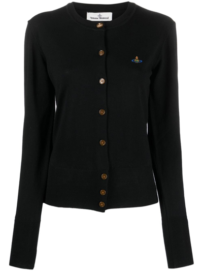 Vivienne Westwood Orb-embroidered Wool Cardigan In Black