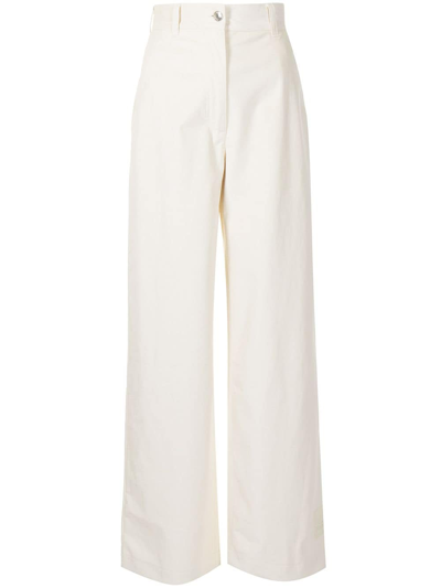 Gcds High-waist Wide-leg Trousers In White