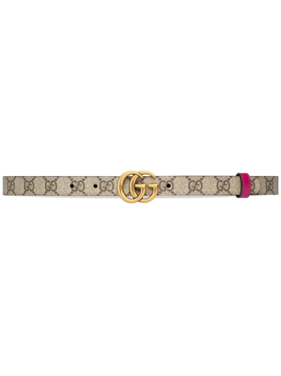Gucci Gg Marmont Reversible Thin Leather Belt In Black