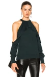 DION LEE DION LEE MERINO SLEEVE RELEASE SWEATER IN GREEN,A7067P17