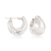 Ross-simons 14kt White Gold Puffed Dome Hoop Earrings In Silver