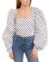 Caroline Constas Elliot Cropped Polka-dot Cotton-blend Poplin Blouse In White