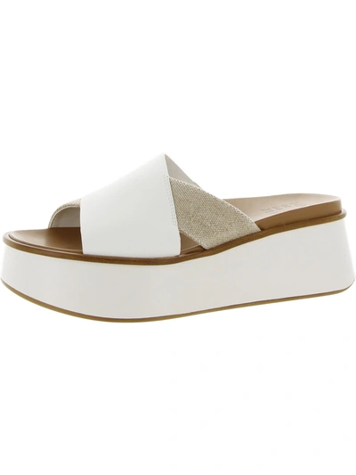 Naturalizer Pacer Womens Leather Cork Wedge Sandals In White