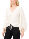 MSK PETITES WOMENS RUCHED PUFF SLEEVES BLOUSE