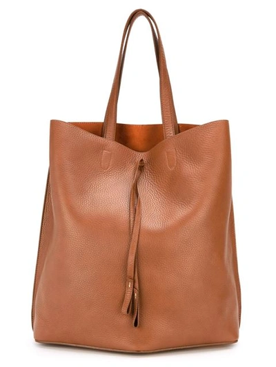 Maison Margiela Leather Shopper Bag In Brandy