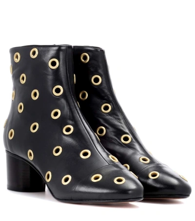 Isabel Marant Danay Eyelet-embellished Leather Ankle Boots In Black