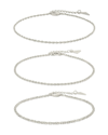 Sterling Forever Terina Set Of 3 Chain Anklets
