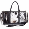 MAHI Leather Leather Columbus Duffle Bag In Black & White Animal Print Pony Hair