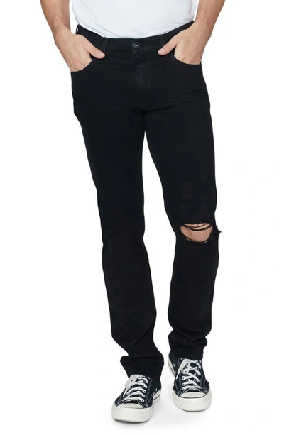 Paige Lennox Slim-fit Stretch Jeans In Black Shadow Destructed