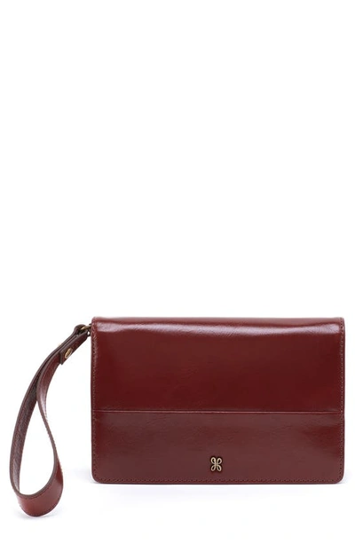 Hobo Jill Leather Wristlet In Henna