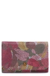 Hobo Jill Leather Trifold Wallet In Abstract Foliage