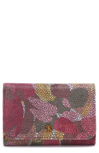 Hobo Jill Leather Trifold Wallet In Abstract Foliage