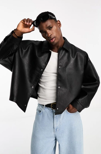 ASOS DESIGN CROP FAUX LEATHER JACKET 