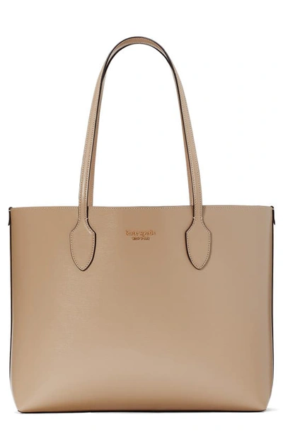 Kate Spade Large Bleecker Leather Tote In Timeless Taupe/gold