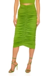 Susana Monaco Ruched Midi Skirt In Forest
