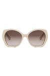 Fendi The  Lettering 57mm Gradient Butterfly Sunglasses In Shiny Beige / Gradient Brown