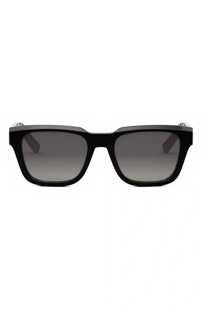 Dior The B23 53mm Polarized Geometric Sunglasses In Shiny Black / Smoke Polarized