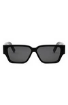 Dior Cd Diamond Logo S5i Geometric Sunglasses, 56mm In Shiny Black Smoke