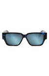 Dior Cd Diamond S5i 56mm Geometric Sunglasses In Havana/blue Mirror