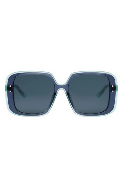 Dior The Highlight B1u 56mm Square Sunglasses In Blue/blue Solid