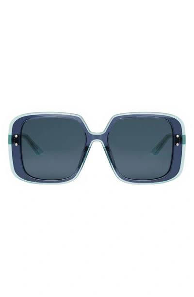 Dior The Highlight B1u 56mm Square Sunglasses In Shiny Blue / Blue