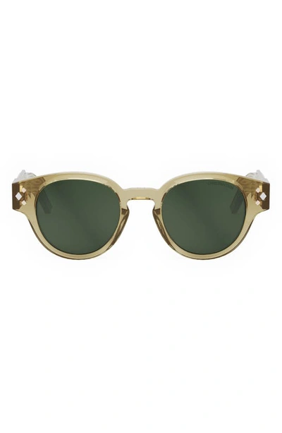 Dior Cd Diamond R2i 48mm Small Round Sunglasses In Shiny Beige Green