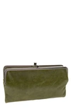 Hobo Lauren Leather Double Frame Clutch In Sage Leaf