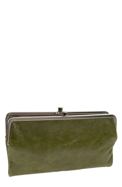 Hobo Lauren Leather Double Frame Clutch In Sage Leaf