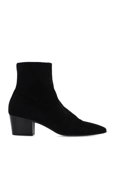 Saint Laurent Point-toe Suede Ankle Boots In New