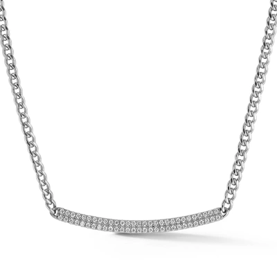 Dana Rebecca Designs Sylvie Rose Cuban Chain Long Bar Necklace In White Gold