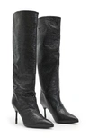 Allsaints Nori Knee High Boot In Metallic Black