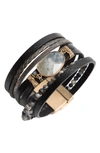 Saachi Matte Gold Gemstone Hollis Bracelet In Black