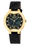 Gevril Lugano Diamond Croc Embossed Leather Strap Watch, 38mm In Black