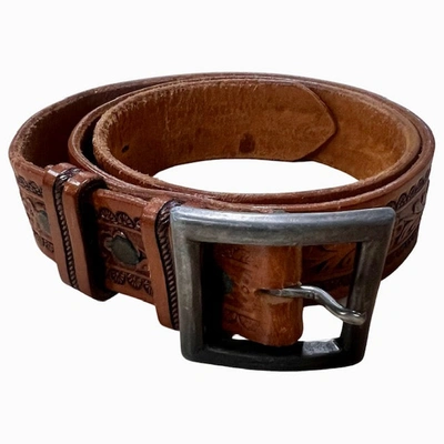 Marketplace 70s Embossed Leather Belt In Brown