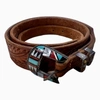 MARKETPLACE 80S TOOLED LEATHER BELT WITH ZUNI INLAID BUCKLE