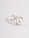 Lovisa Silver Plated Wrapped Pearl Ring In Silver
