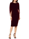 B & A BY BETSY AND ADAM WOMENS VELVET CAPE MIDI DRESS