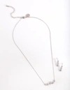 Lovisa Cubic Zirconia Flower Row Necklace Earrings Set In Silver