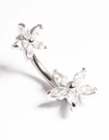 Lovisa Titanium Cubic Zirconia Pretty Flower Belly Ring In Multi