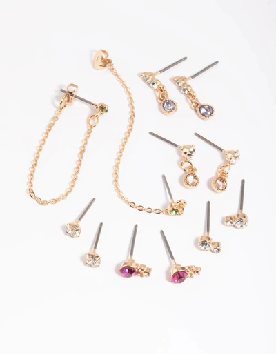 Lovisa Colourful Mixed Earring Stack Pack In Gold