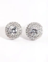 Lovisa Rhodium Cubic Zirconia Round Halo Stud Earrings In Silver