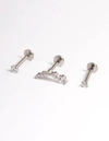 Lovisa Surgical Steel Cubic Zirconia Crawler Flatback 3-pack In Multi