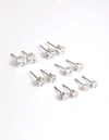 Lovisa Cubic Zirconia Star And Square Earrings 6-pack In Silver