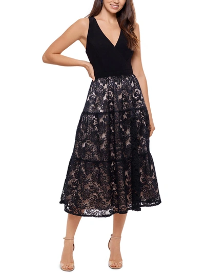 Xscape Womens Lace Floral Midi Dress In Black | ModeSens