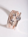 Lovisa Rose Gold Cubic Zirconia 5 Band Ring Stack In Multi