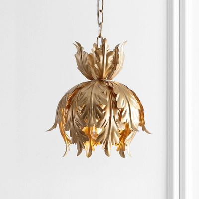 Jonathan Y Anne 12" Adjustable Metal Led Pendant In Gold
