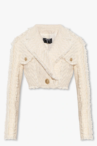 Balmain Cropped Tweed Jackets In New