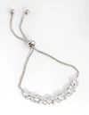 Lovisa Rhodium Cubic Zirconia Navette Flower Toggle Bracelet In Silver