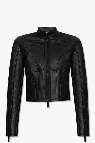 Dsquared2 Panelled Leather Jacket In New